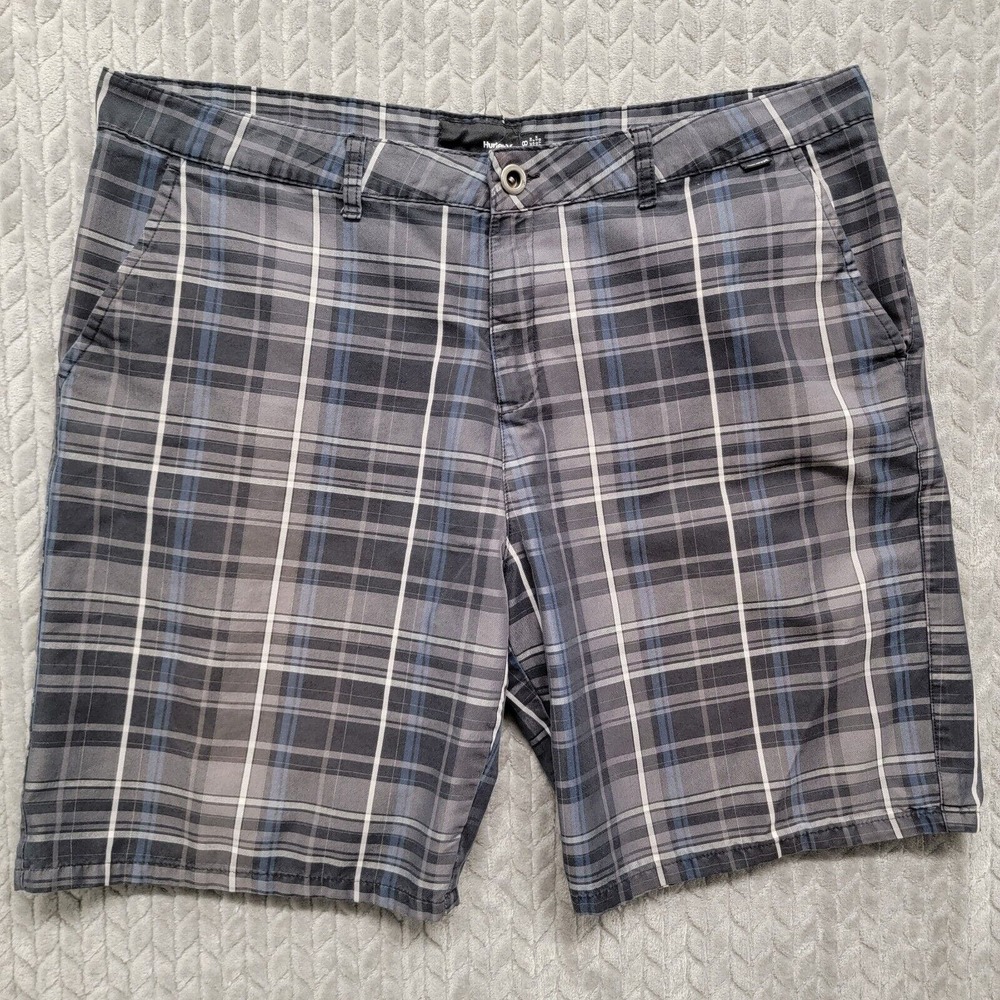 HURLEY Reagan Short Mens 38 Casual Dark Plaid Golf Beach MW606RES